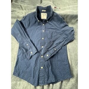 ABERCROMBIE & FITCH Muscle Navy/Blue Bike Print Cotton Button-Down Shirt Size L